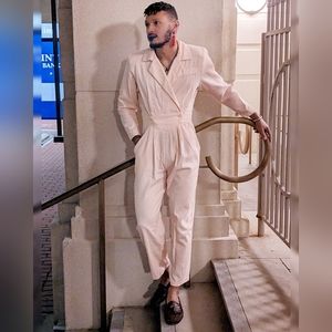 Vintage Unisex 1980s Calhoun Peach Jumpsuit | Size 11/12